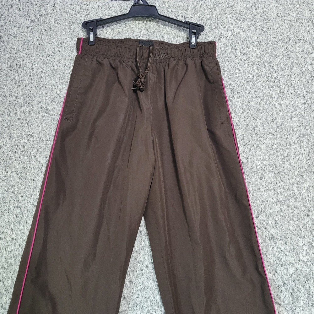 BCG Track Pants Brown Pink Stripe‎ Zip Ankle Athletic Warm Up Pants L Yoga Wear